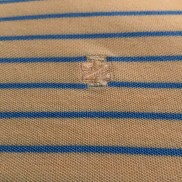 Large Men’s Yellow and Blue Striped IZOD POLO - Picture 2 of 4